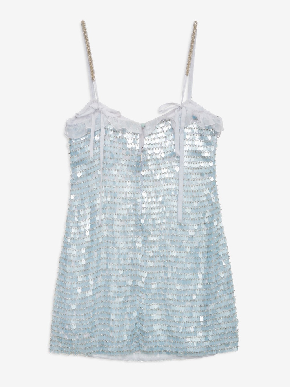 For Love & Lemons Light Blue Layered Sequin Mini Dress Size 2 NWT - Picture 7 of 10